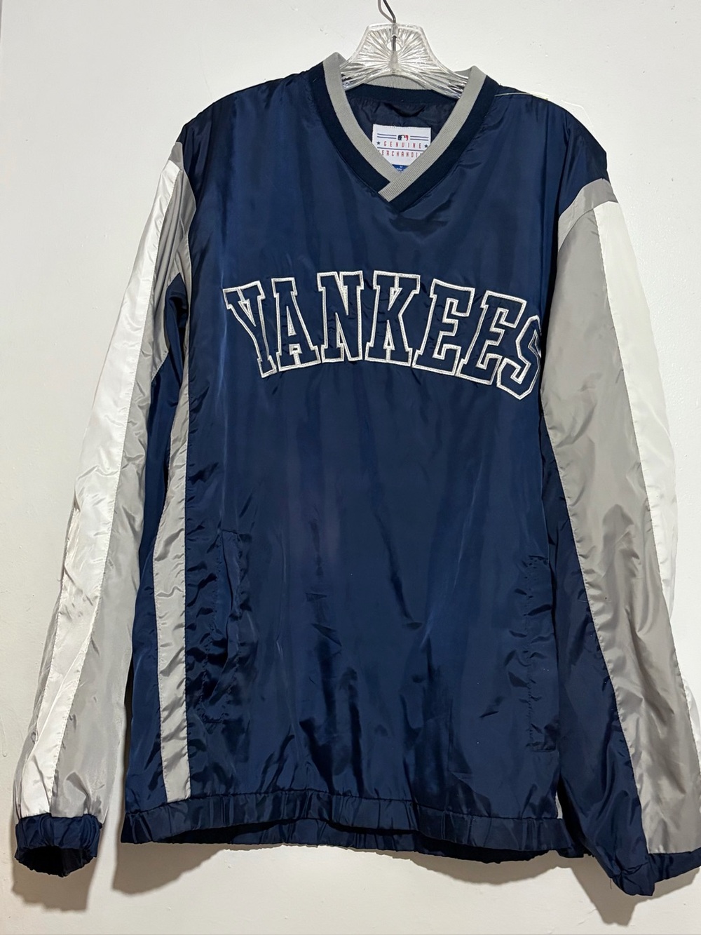 MLB Genuine Merchandise New York Yankees V-Neck Windbreaker Jacket Mens Sz M